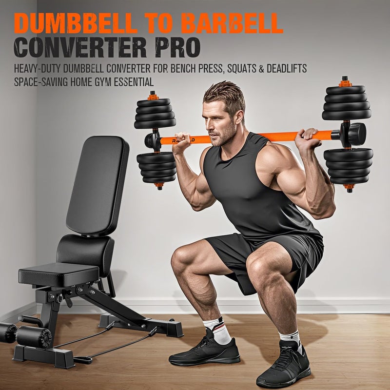 Rawaild Dumbbell Converter, Convert Dumbbells to Barbell Set, Weight Bar for Bench Presses, Squats, Hip Thrust, Deadlifts, Home Weightlifting and Strength Training, Versatile Home Gym Equipment - Image 2